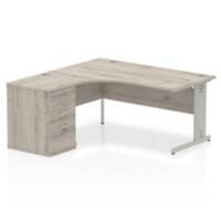 dynamic Impulse Left Hand Desk Rectangular Grey Oak 3 Drawers 1 Pedestal 1,600 (W) x 1,630 (D) x 730 (H) mm MFC (Melamine Faced Chipboard)