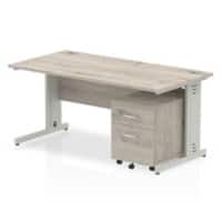 dynamic Impulse Office Desk Rectangular Grey Oak 2 Drawers 1 Pedestal 1,600 (W) x 800 (D) x 730 (H) mm MFC (Melamine Faced Chipboard)