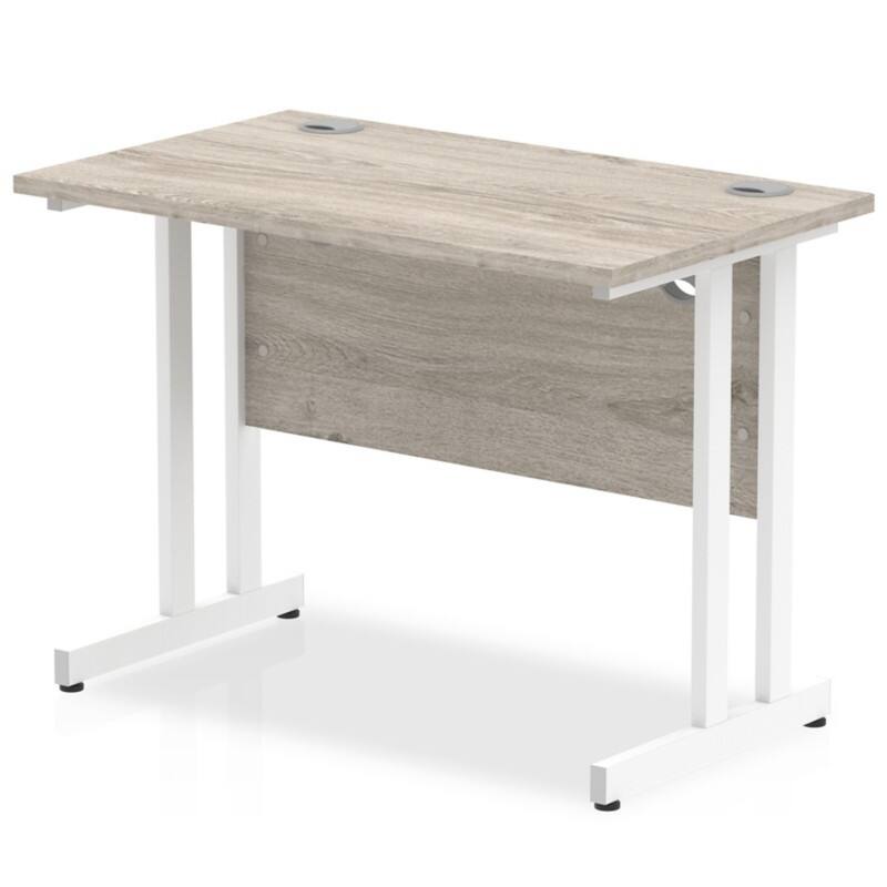 dynamic Impulse Office Desk Rectangular Grey Oak Cantilever 2 Drawers 1,000 (W) x 600 (D) x 730 (H) mm MFC (Melamine Faced Chipboard)