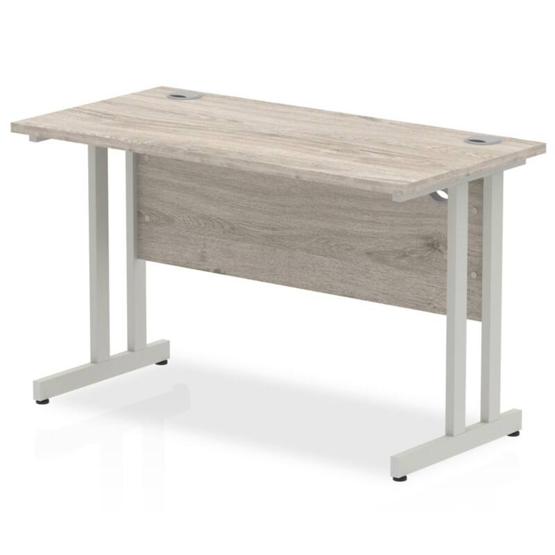 dynamic Impulse Office Desk Rectangular Grey Oak Cantilever 2 Drawers 1,200 (W) x 600 (D) x 730 (H) mm MFC (Melamine Faced Chipboard)