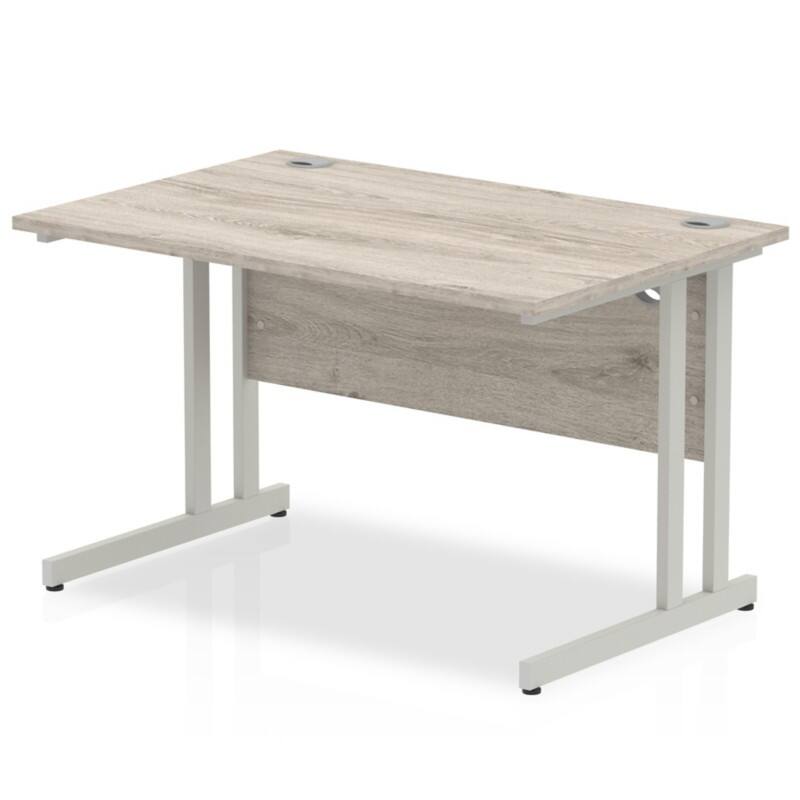 dynamic Impulse Office Desk Rectangular Grey Oak Cantilever 2 Drawers 1,200 (W) x 800 (D) x 730 (H) mm MFC (Melamine Faced Chipboard)