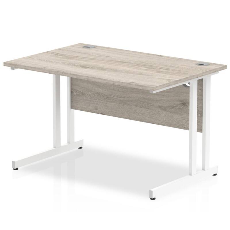 dynamic Impulse Office Desk Rectangular Grey Oak Cantilever 2 Drawers 1,200 (W) x 800 (D) x 730 (H) mm MFC (Melamine Faced Chipboard)