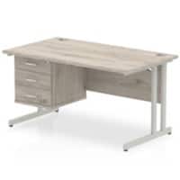 dynamic Impulse Office Desk Rectangular Grey Oak Cantilever 3 Drawers 1 Pedestal 1,400 (W) x 800 (D) x 730 (H) mm MFC (Melamine Faced Chipboard)