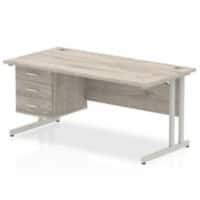 dynamic Ergonomic Desk Impulse MIRDC16FP3GRY Grey Oak 1600 mm x 800 mm x 730 mm