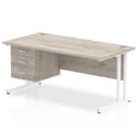dynamic Impulse Office Desk Rectangular Grey Oak Cantilever 3 Drawers 1 Pedestal 1,600 (W) x 800 (D) x 730 (H) mm MFC (Melamine Faced Chipboard)