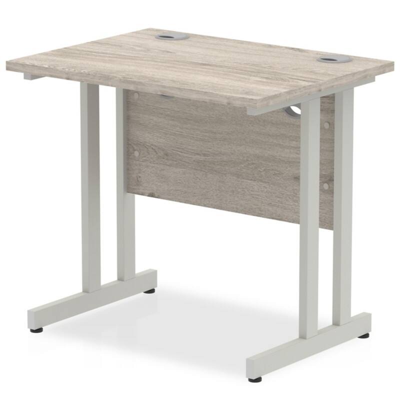 dynamic Impulse Office Desk Rectangular Grey Oak Cantilever 800 (W) x 600 (D) x 730 (H) mm MFC (Melamine Faced Chipboard)