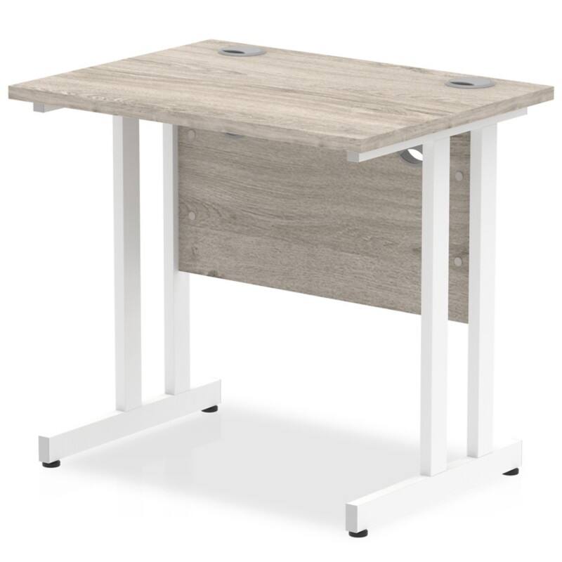 dynamic Impulse Office Desk Rectangular Grey Oak Cantilever 800 (W) x 600 (D) x 730 (H) mm MFC (Melamine Faced Chipboard)