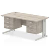 dynamic Impulse Office Desk Rectangular Grey Oak Cantilever 6 Drawers 2 Pedestals 1,600 (W) x 800 (D) x 730 (H) mm MFC (Melamine Faced Chipboard)