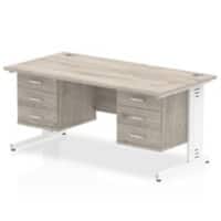 dynamic Impulse Office Desk Rectangular Grey Oak Cantilever 6 Drawers 2 Pedestals 1,600 (W) x 800 (D) x 730 (H) mm MFC (Melamine Faced Chipboard)