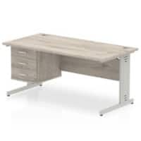 dynamic Impulse Office Desk Rectangular Grey Oak Cantilever 3 Drawers 1 Pedestal 1,600 (W) x 800 (D) x 730 (H) mm MFC (Melamine Faced Chipboard)