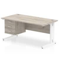 dynamic Impulse Office Desk Rectangular Grey Oak Cantilever 3 Drawers 1 Pedestal 1,600 (W) x 800 (D) x 730 (H) mm MFC (Melamine Faced Chipboard)