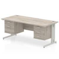 dynamic Impulse Office Desk Rectangular Grey Oak Cantilever 5 Drawers 2 Pedestals 1,800 (W) x 800 (D) x 730 (H) mm MFC (Melamine Faced Chipboard)