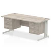 dynamic Impulse Office Desk Rectangular Grey Oak Cantilever 6 Drawers 2 Pedestals 1,800 (W) x 800 (D) x 730 (H) mm MFC (Melamine Faced Chipboard)