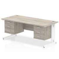 dynamic Impulse Office Desk Rectangular Grey Oak Cantilever 6 Drawers 2 Pedestals 1,800 (W) x 800 (D) x 730 (H) mm MFC (Melamine Faced Chipboard)