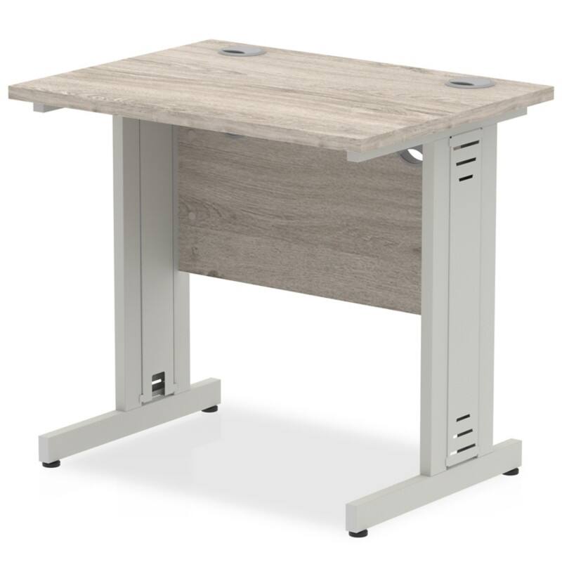 dynamic Impulse Office Desk Rectangular Grey Oak Cantilever 800 (W) x 600 (D) x 730 (H) mm MFC (Melamine Faced Chipboard)