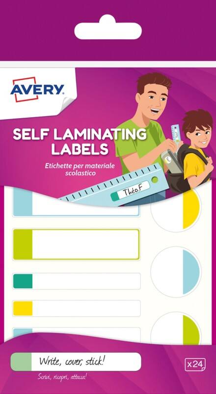 Avery APBAS24.UK Self-laminating Labels Glossy 17 x 86 mm Assorted Pack of 24
