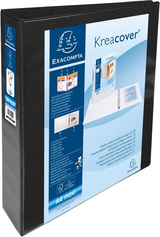 Exacompta 40 mm Ring Binder A4+ 4 Rings Black