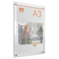 Nobo Premium Plus Wall Mountable Info Frame 1915590 A3 Frameless Acrylic 348 x 471 mm Transparent