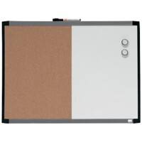 Nobo Small Wall Mountable Magnetic Whiteboard and Notice Board 1903784 Lacquered Steel, Cork Assorted Two Tone Frame 585 x 430 mm White, Brown