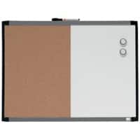 Nobo Small Wall Mountable Magnetic Whiteboard and Notice Board 1903784 Lacquered Steel, Cork Assorted Two Tone Frame 585 x 430 mm White, Brown