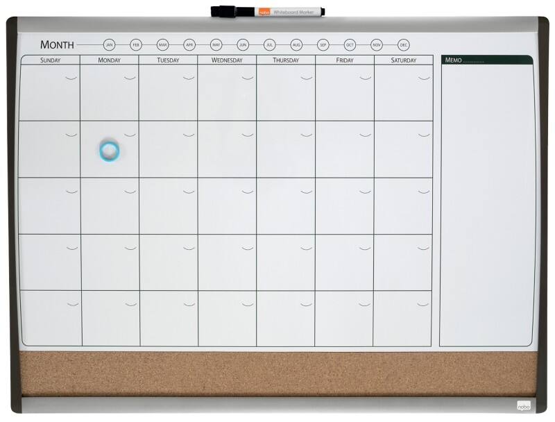 Nobo Small Combi Planner Magnetic Wall Mounted 58.5 (W) x 43 (H) cm Brown, White