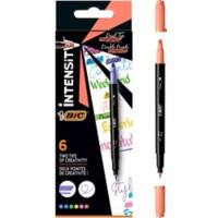 BIC Intensity Dual Highlighter Pastel Assorted Felt Tip 0.8 mm Pack of 6