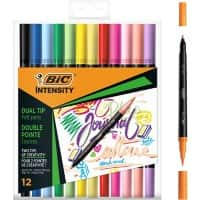 BIC Intensity Dual Pastel Felt Tip Pen Bullet 0.9 mm Pack of 12