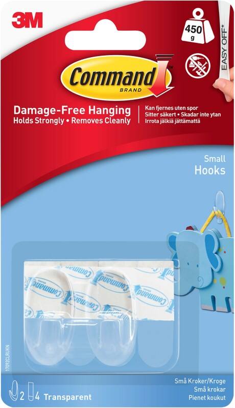 Command Hook Strips Transparent Plastic 17092CLR Pack of 2