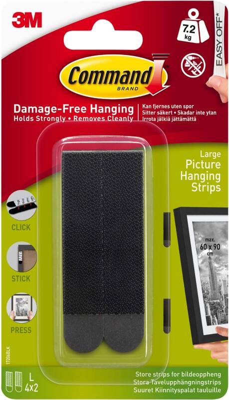 Command Adhesive Strips Black 17206BLK-UKN Pack of 4