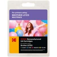 Kodak LC-123 Compatible with Brother Ink Cartridge Black, Cyan, Magenta, Yellow Multipack 4 Packs of 41 ml