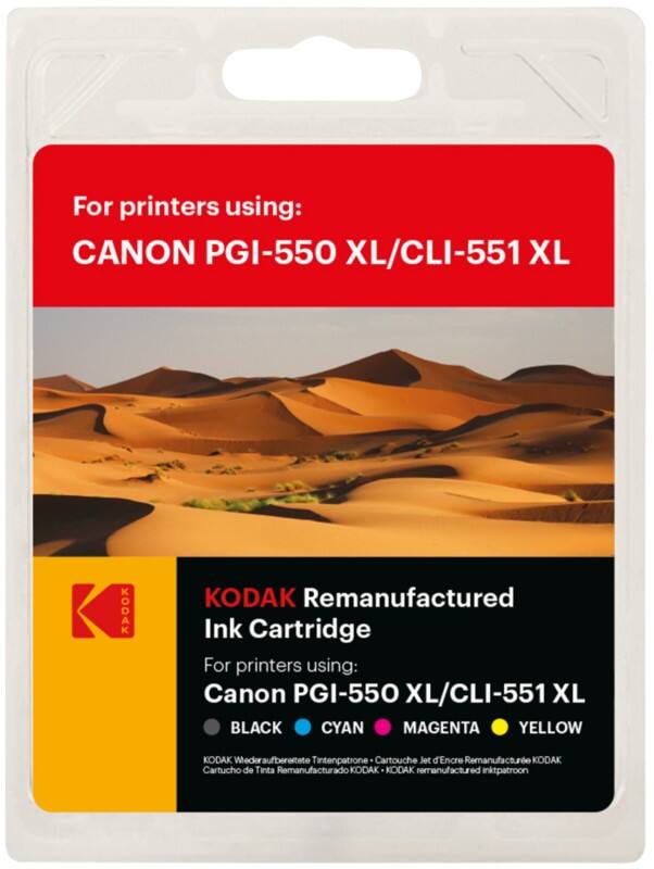 Kodak PGI-550XL/CLI-551XL Compatible with Canon Ink Cartridge Black, Cyan, Magenta, Yellow Multipack 5 Packs of 68 ml