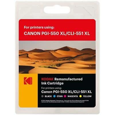 Kodak PGI-550XL/CLI-551XL Compatible with Canon Ink Cartridge Black, Cyan, Magenta, Yellow Multipack 5 Packs of 68 ml
