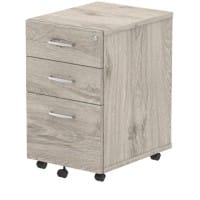 Impulse Under Desk Pedestal 3 Drawer Grey Oak