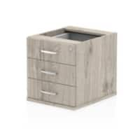 Impulse Fixed Pedestal 3 Drawer Grey Oak 440 x 550 x 410 mm