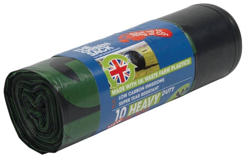 Green Sack Bin Bag Recycled Black PE (Polyethylene) 29 microns Pack of 10