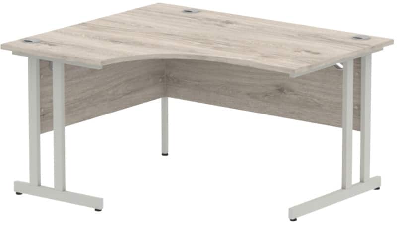 dynamic Impulse Left Hand Desk Rectangular Grey Oak Cantilever 1,400 (W) x 1,200 (D) x 730 (H) mm MFC (Melamine Faced Chipboard)