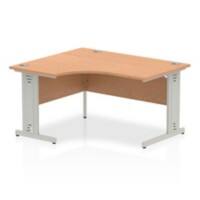 dynamic Impulse Height Adjustable Left-hand Desk Rectangular Oak MFC Grey 1,400 x 1,200 x 730 mm