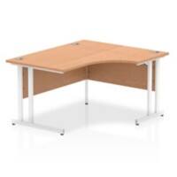 dynamic Impulse Height Adjustable Right-hand Desk Rectangular Oak MFC White 1,400 x 1,200 x 730 mm