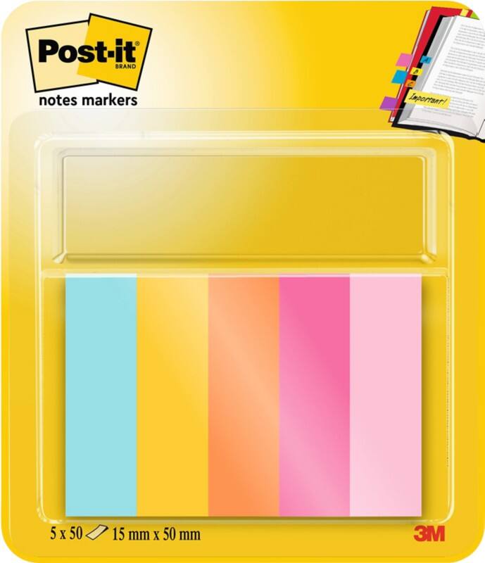 Post-it Notes Markers Page Markers  Blue, Orange, Pink, Yellow   5 Pads of 50 Sheets
