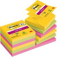 Post-it Super Sticky Z-Notes 76 x 76 mm Carnival Colours 90 Sheets Value Pack 8 + 4 Free