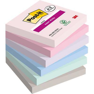 Post-it Soulful Super Sticky Notes Square 76 x 76 mm Plain Assorted 90 Sheets Value Pack 4 + 2 Free