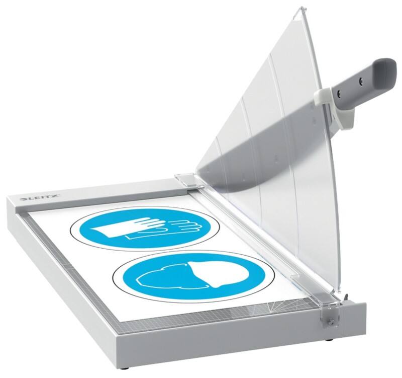 Leitz Precision Office Guillotine Paper Cutter 9022 A3 420 mm Steel Blade Premium Glass Bed EdgeGlow Light Grey 15 Sheets