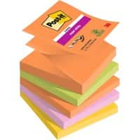 Post-it Boost Colour Collection Super Sticky Z-Notes 76 x 76 mm Assorted 90 Sheets Pack of 5