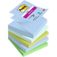 Post-it Oasis Super Sticky Z-Notes Square 76 x 76 mm Plain Blue, Green R330-5SS-OAS 90 5 Pieces of 90 Sheets