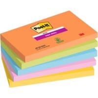 Post-it Super Sticky Notes 76 x 127 mm Blue, Green, Orange, Pink, Yellow Rectangular Plain 5 Pads of 90 Sheets