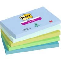 Post-it Super Sticky Notes 76 x 127 mm Blue, Green Rectangular Plain 5 Pads of 90 Sheets