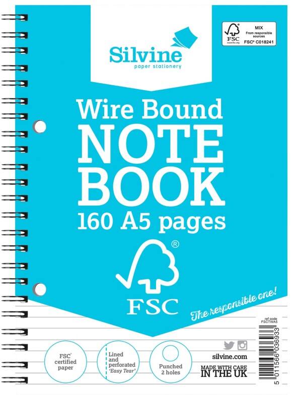 Silvine Notebook A5 Hardback Blue Pack of 5
