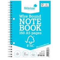 Silvine Notebook A5 Hardback Blue Pack of 5