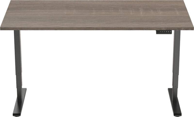 euroseats Economy Sit Stand Desk Rectangular Oak T-Foot 1,400 (W) x 800 (D) x 1,275 (H) mm Metal