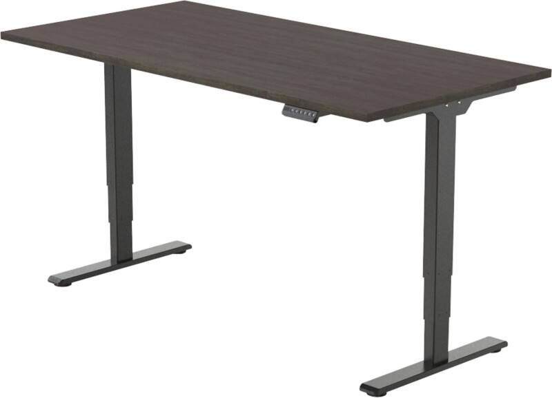 euroseats Economy Sit Stand Desk Rectangular Oak T-Foot 1,600 (W) x 800 (D) x 1,275 (H) mm Metal
